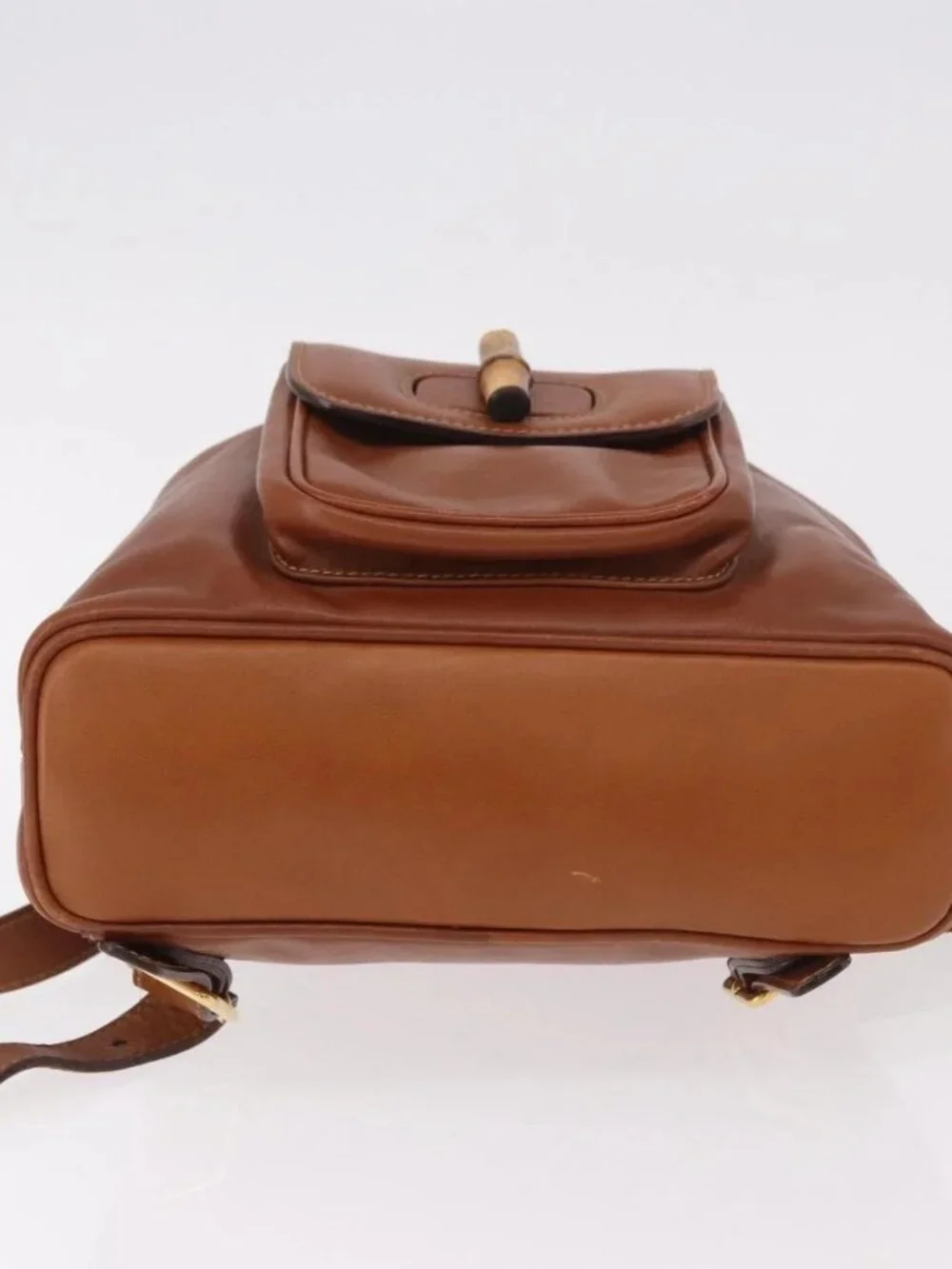 GUCCI Bamboo Backpack Leather Brown Gold 003 2058 0030 Auth ka4930